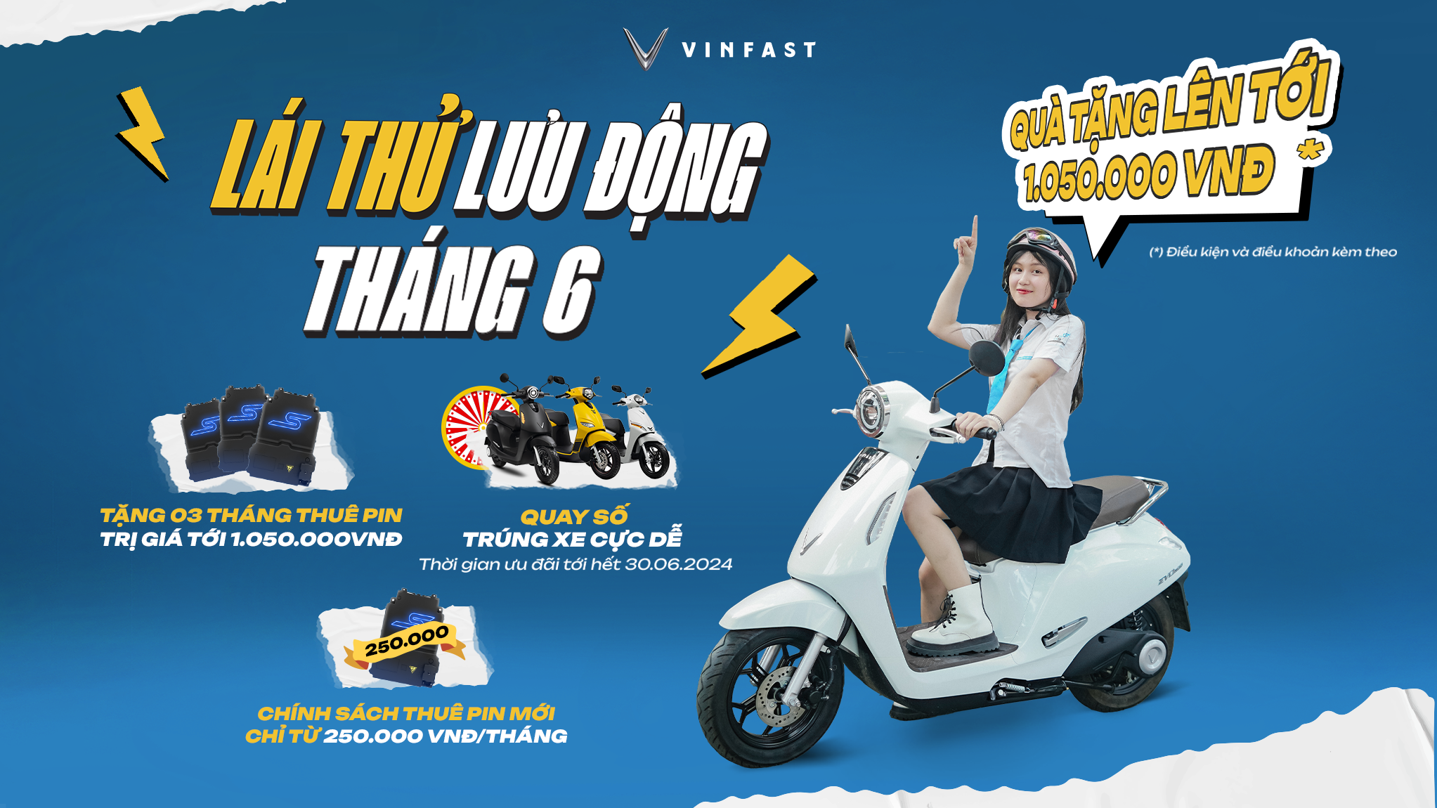 Lịch lái thử xe máy điện VinFast trên toàn quốc tháng 6/2024